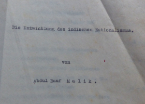 antiquarisches Buch – Abdul Rauf Malik – Die Entwicklung des indischen Nationalismus