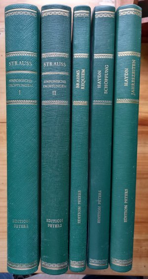 5 Orchester Partituren: Strauss - Sinfonische Dichtungen 1 + 2, Brahms - Ein Deutsches Requiem, Haydn - Die Jahreszeiten, Haydn - Die Schöpfung