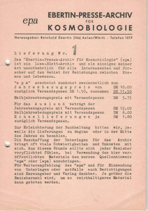 epa : Ebertin-Presse-Archiv für Kosmobiologie (Lieferung 1 und 4 - 21 - 24)