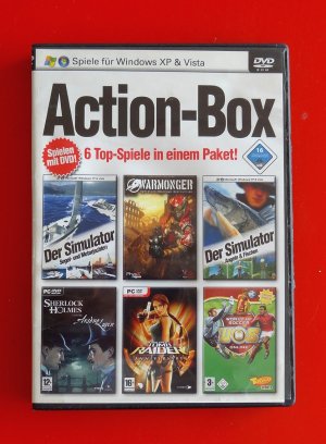 Action-Box - Spielesammlung mit folgenden 6 Spielen: Tomb Raider Anniversary + Warmonger 3D + Der Simulator Angeln & Fischen + Der Simulator Segel- & Motorjachten + Sherlock Holmes jagt Arsene Lupin + World Of Soccer