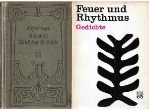 gebrauchtes Buch – Dach, Simon; Heine – Konvolut "Gedichte, Lieder". 10 Titel. 1.) Simon Dach: Fließt mir ihr güldnen Reime, Die sehr weltlichen Lieder des berühmten Königsberger Poeten untermischt mit allerlei erfreulichen Hochzeitsgedichten in denen viel von Frau Venus und anderen angenehmen Dingen die Rede ist; ergänzt durch einige geistliche Lieder und Trostgedichte damit auch der Ernst des Lebens nicht vergessen werde, ausgewählt und zusammengefügt im Jahre 1941 2.) Heinrich Heine: Neue Gedichte, Neuer Frühling, Verschiedene, Romanzen, Zur Ollea, Zeitgedichte 3.) Echtermeyer, Auswahl deutscher Gedichte 4.) Johann Wolfgang Goethe: Gedichte, Eine Auswahl 5.) Heinrich Heine: Buch der Lieder, hrsg. und mit einem Nachwort versehen von Johannes Nohl, Einbandentwurf: Professor Horst Michael, Bad Berka 6.) Horst Lommer: Das Tausendjährige Reich 7.) Monika Fischer, Hans Petersen (Auswahl): Feuer und Rhythmus, Gedichte aus Afrika, Buchclub 65 8.) Zum Kranze reich' ich Dir den Schleier, Hochzeitsverse aus vergangener Zeit, gesamme