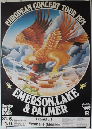 Emerson, Lake & Palmer, Poster, Plakat, Concert, Tour, Frankfurt, 1974, Kieser