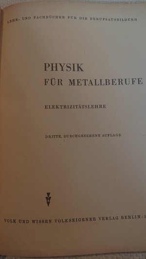 antiquarisches Buch – Hans Reth  – Physik für Metallberufe Elektrizitätslehre