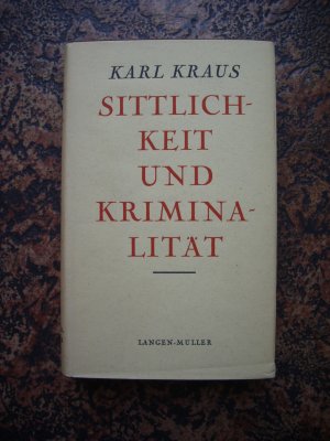 antiquarisches Buch – Karl Kraus – Sittlichkeit und Kriminalität