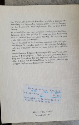 gebrauchtes Buch – Heinz Mundschau – Lernspiele für den neusprachlichen Unterricht