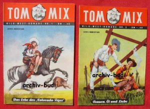 10 x „Tom Mix“ Hefte. Die klassische Romanhefte-Wildwest-Serie aus dem Volksbücherei-Verlag, Goslar. Originalhefte / Einzelhefte von 1950-1952 in sehr […]