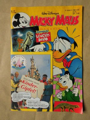 gebrauchtes Buch – Micky Maus 47 18.11.1993 mit Extra (Leucht-Dino) und 4 Sammelkarten