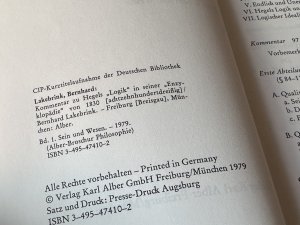 gebrauchtes Buch – Bernhard Lakebrink – Kommentar zu Hegels "Logik" in seiner "Enzyklopädie" von 1830 Band I