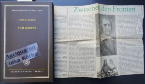 Vom Körper + Zeitungsausschnitt über den Autor - Philosophische Studientexte - Elemente der Philosophie Teil I - Mit einer Einleitung von Dietrich Wahl […]