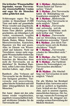 gebrauchtes Buch – Bernhard Rambeck – Mythos Tierversuch. Eine wissenschaftskritische Untersuchung