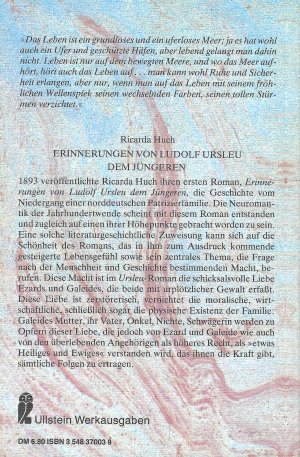 gebrauchtes Buch – Ricarda Huch – Erinnerungen von Ludolf Ursleu dem Jüngeren