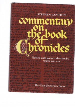 Commentary on the Books of Chronicles Edited with an indroduction by Avrom Saltman