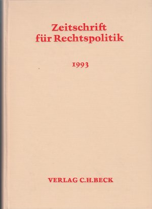 Zeitschrift für Rechtspolitik, 26. Jahrgang 1993