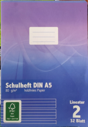 Heft Schulheft Lineatur 2 DIN A5 - 32 Blatt