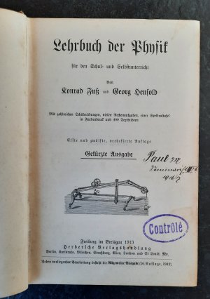 antiquarisches Buch – Konrad Fuß – Lehrbuch der Physik für den Schul- und Selbstunterricht. Gekürzte Ausgabe.