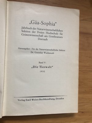 antiquarisches Buch – Wachsmuth, Günther  – Die Tierwelt. Gäa-Sophia 5.