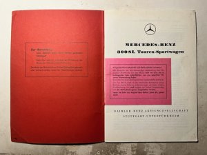 Mercedes-Benz 300 SL Touren-Sportwagen Betriebsanleitung