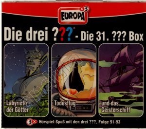 gebrauchtes Hörbuch – Die drei  – Die drei ??? Fragezeichen // Die 31. ??? Box // Folgen 91 - 93 // 91. Labyrinth der Götter 92. Todesflug 93.  Die drei ??? und das Geisterschiff