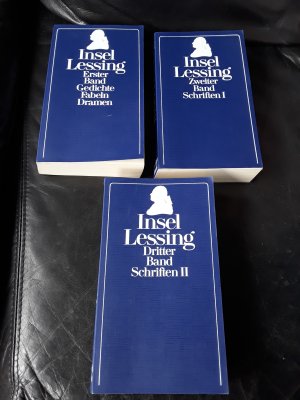 antiquarisches Buch – Lessing, Gotthold Ephraim – Werke (3 Bände). 1. Band: Gedichte, Fabeln, Dramen / 2. Band: Schriften I / 3. Band: Schriften II.