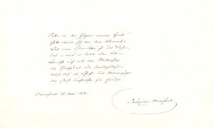 Publizist und Schriftsteller (1806-1879). Eigenh. Gedicht (8 Zeilen) zum Thema Graphologie mit Ort, Datum und U. ("Dräxler Manfred").-