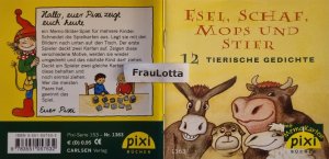 gebrauchtes Buch – Andreas Röckener – Esel, Schaf, Mops und Stier - 12 tierische Gedichte. Pixi Buch Nr. 1363 Einzeltitel aus der Pixi Bücher Serie 153 inklusive Memo-Bilder-Spiel