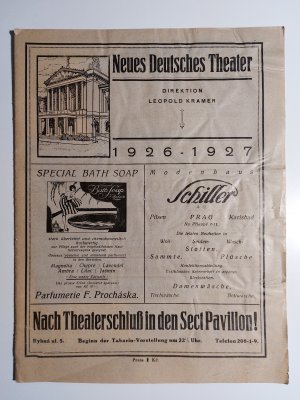 Prager Neues Deutsches Theater 21. Juni 1927: Abschiedsabend Direktor Leopold Kramer mit drei Komödien von Felix Salten