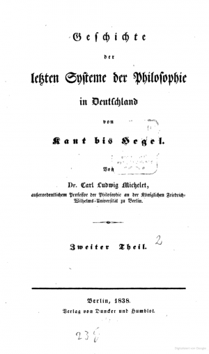 Geschichte der letzten Systeme der Philosophie in Deutschland von Kant bis Hegel, Teil 2