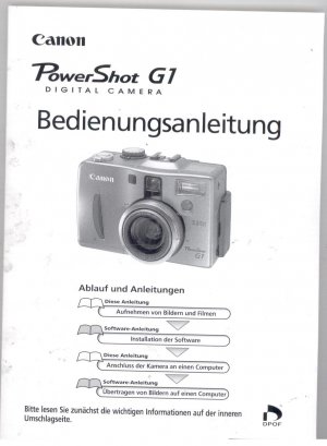 gebrauchtes Buch – Canon PowerShot G1 - Bedienungsanleitung u. Software-Anleitung u. Canon Disk v3.0