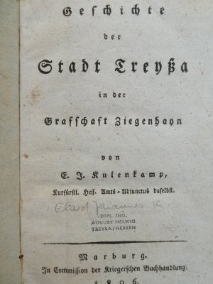 Geschichte der Stadt Treyßa in der Grafschaft Ziegenhayn