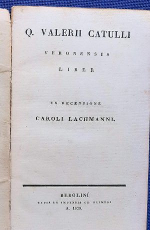 antiquarisches Buch – Q. V. Catull / Karl Lachmann – Q. Valerii Catulli Veronensis Liber