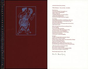 gebrauchtes Buch – William Shakespeare – Venus und / and Adonis., Ein Gedicht in 199 Strophen / A poem in 199 stanzas. William Shakespeare. Im Versmaß des Originals ins Deutsche übersetzt von Emil Wagner. Mit einem Bilderfries von Roswitha Quadflieg. Dazu im Anhang: Drei Abschnitte aus "Die Mythologie der Griechen" von Karl Kerenyi. Und das Kapitel "Die klassische Adonislegende" aus "Die Idee der Wiedergeburt bei den Phöniziern" von Charles Virolleaud.