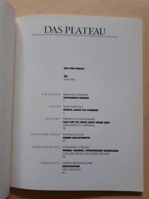 gebrauchtes Buch – Das Plateau. Die Zeitschrift im Radius-Verlag. Heft 35, 1. Juni 1996