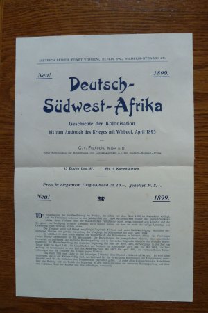 Deutsch-Südwest-Afrika Geschichte der Kolonisation bis zum Ausbruch des Krieges mit Witbooi April 1893