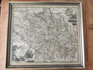 Karte der Oberlausitz und Niederlausitz Original um 1720 von Hübner / Homann umgeben vom Meissnischer Kreis, Marck Brandenburg, Herzogthum Schlesien, […]