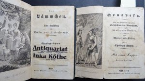 zwei Bücher: Jugendschriften: 1. bis 4. und 5. bis 8. Bändchen - 1. Buch: Genovefa + Die Ostereyer + Itha + Das Blumenkörbchen + 2. Buch: Das Lämmchen […]