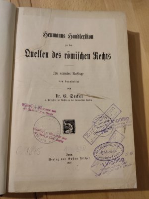 Heumanns Handlexikon zu den Quellen des römischen Rechts, 9. Auflage