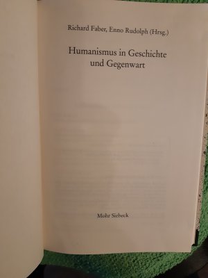 gebrauchtes Buch – Rudolph, Enno; Faber – Humanismus in Geschichte und Gegenwart