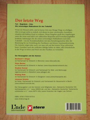 gebrauchtes Buch – Becker, Klaus; Konrad – Der letzte Weg - Tod ? Begräbnis ? Erbe. Alle notwendigen Maßnahmen für den Todesfall