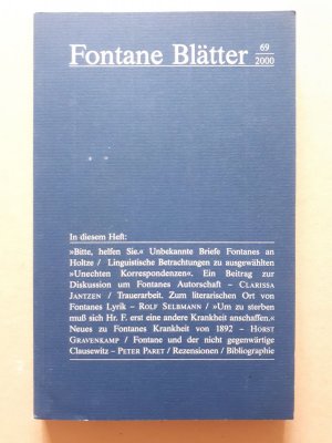 gebrauchtes Buch – Hanna Delf von Wolzogen – Fontane-Blätter Heft 69 / 2000