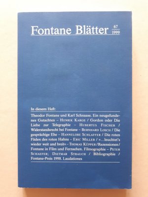 gebrauchtes Buch – Hanna Delf von Wolzogen – Fontane Blätter 67, 1999