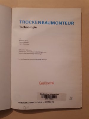 gebrauchtes Buch – Manfred Boes, Frank Hrachowy – Trockenbaumonteur - Technologie