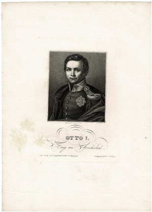 Portrait: Otto I. König von Griechenland. Stahlstich v. Tob(ias) Falcke.