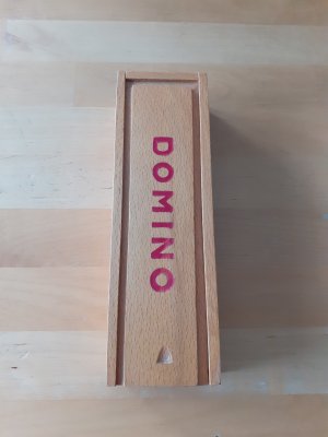 DOMINO Spiel * inkl. Holzbox und 28 Steine * Reisespiel * Vintage