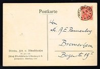 Postkarte [postalisch gelaufen]; auf der Rückseite signiert, datiert und beschrieben von Börries von Münchhausen (13 Zeilen) / Adressat: Dr. A. E. Pannenborg, Bremerhaven. -