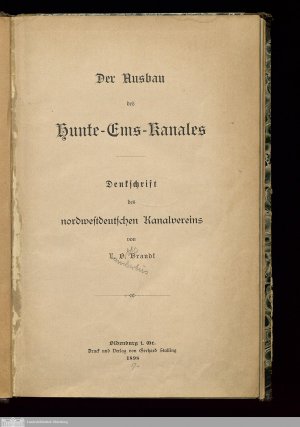 Der Ausbau des Hunte-Ems-Kanales : Denkschrift des Nordwestdeutschen Kanalvereins