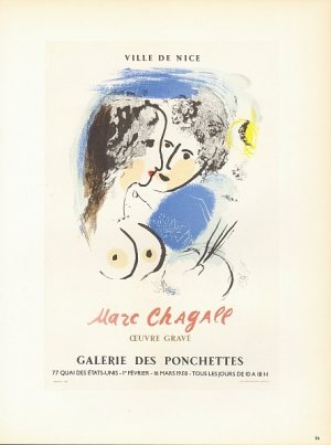 Ville de Nice - Marc Chagall: Oeuvre Gravé. Galerie des Ponchettes 1958 (Le Peintre a la Palette).