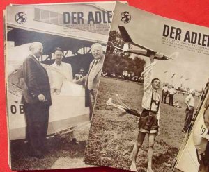 33 x "Der Adler"- Monatszeitschrift für Luftfahrt. Großformat. Amtliches Organ des Baden-Würrtembergischen Luftfahrtverbandes Stuttgart. Kleine Partie […]