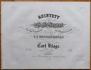 Quintett (No. II in Es dur) von W. A. Mozart für das Pianoforte zu 4 Händen gesetzt und dem Herrn C. F. Rungenhagen Königl. Professor und Director der […]