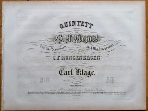 Quintett (No. III in G mol) von W. A. Mozart für das Pianoforte zu 4 Händen gesetzt und dem Herrn C. F. Rungenhagen Königl. Professor und Director der […]