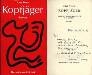 Kopfjäger., Bericht aus dem Inneren des Landes. Roman. [Signiertes Widmungsexemplar].